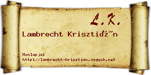 Lambrecht Krisztián névjegykártya